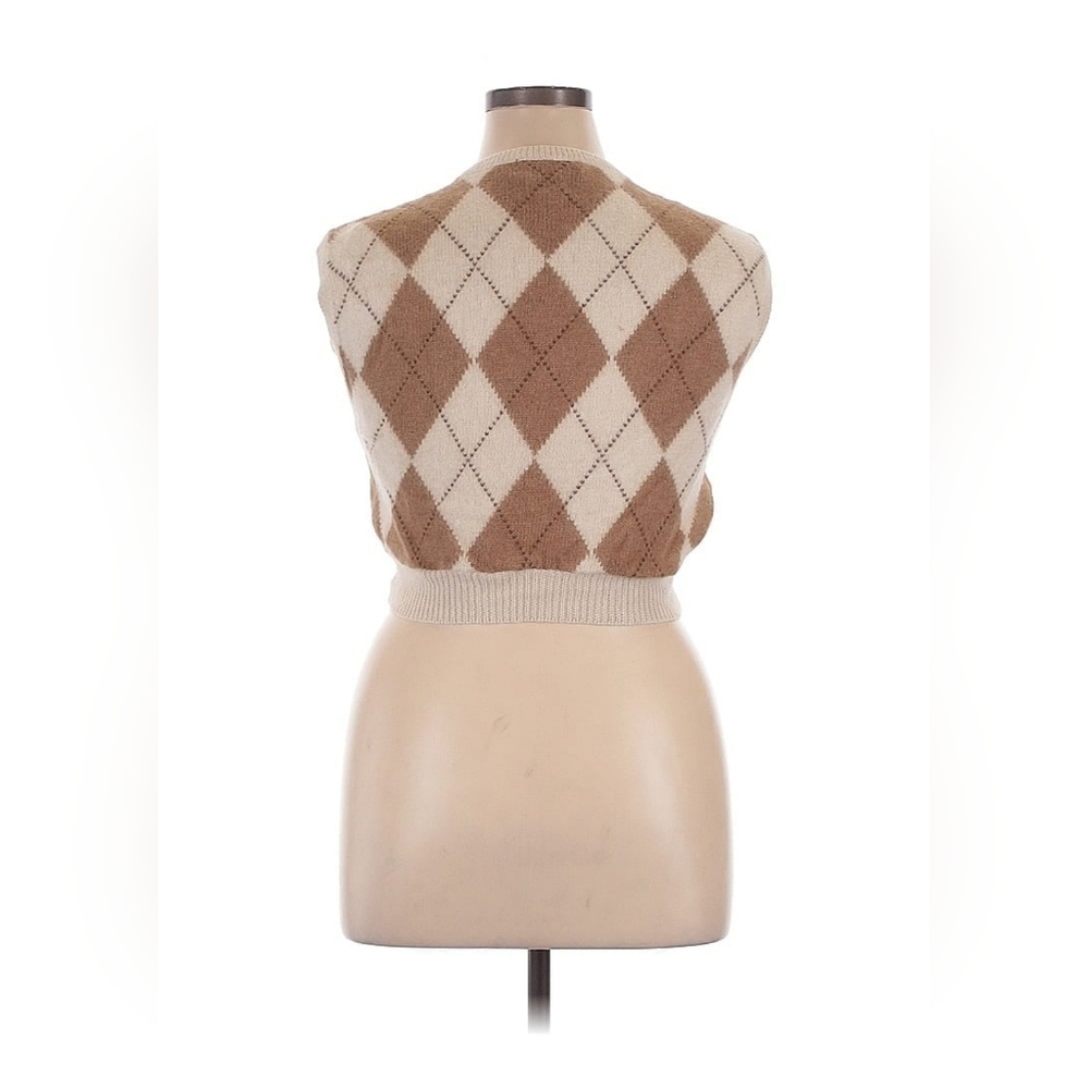 RARE Ralph Lauren Argyle Crop Sleeveless Sweater Vest Cotton Alpaca Women M/L - Picture 2 of 6